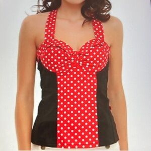 Royal Bones Red and Black Polka Dot Camisole